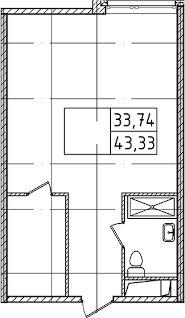 Квартира студия 43.33 м², 3/14 эт., Комплекс апартаментов «Ladozhsky Avenir»